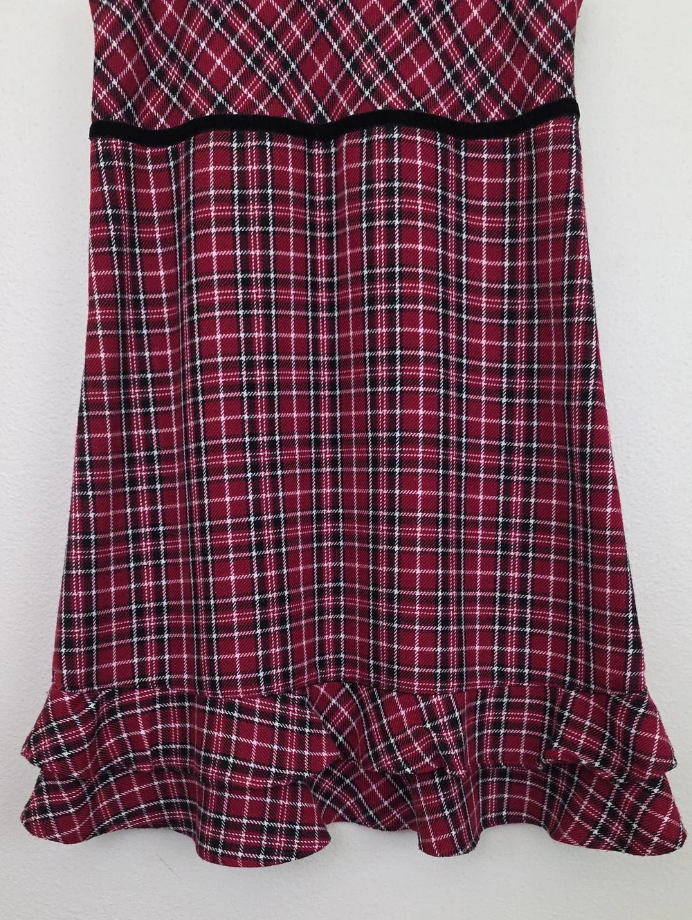 Gymboree Red Black & White Plaid Jumper Dress Girls 7